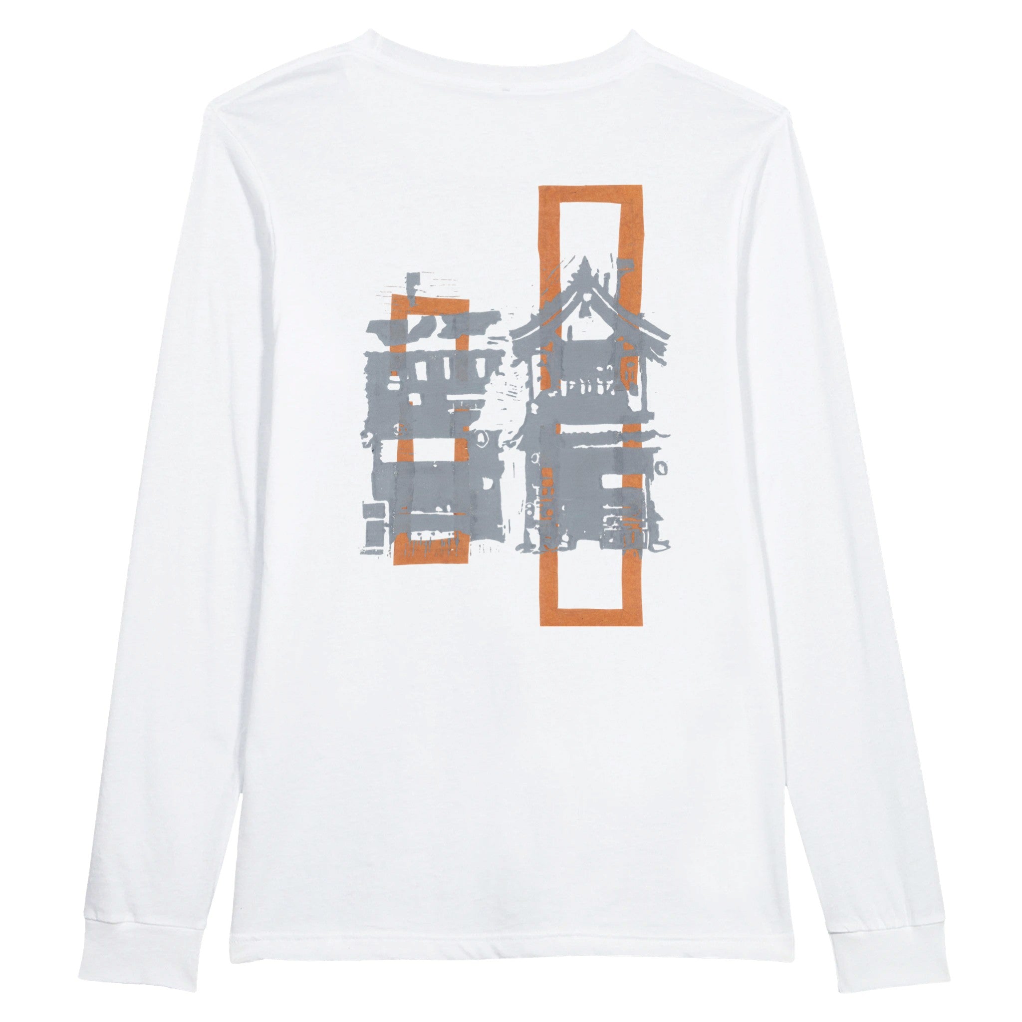 Architectural Layers: Abstract Orange and Gray Linoleum